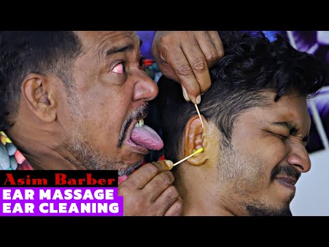 Ear Massage & Ear Cleaning by Asim Barber | Ear Fingering with Oil | Old School Body Cracks | ASMR