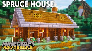 Minecraft: How to Build a Spruce House | Wooden Survival House