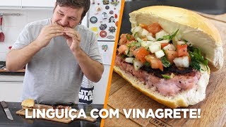 Sanduba de Linguiça com Vinagrete - Petisco - Pãoliça - OCSQN! #123