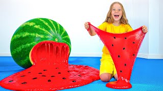 Nastya and friends make a Giant Slime at Home