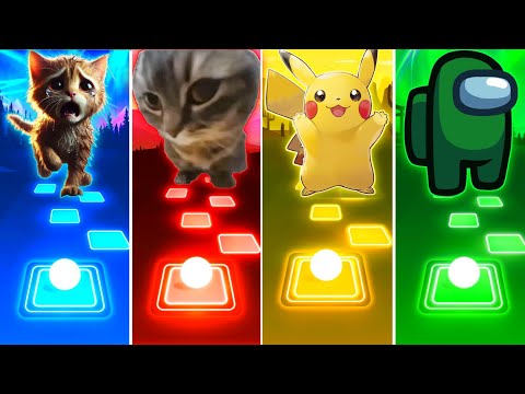 Sad Cat vs Chipi Chipi Chapa Chapa Cat vs Pikachu vs Among Us - Tiles Hop EDM Rush