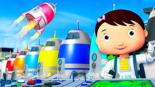 Counting 10 Rainbow Rockets | 🚌Wheels on the BUS Songs! 🚌 Nursery Rhymes for Kids