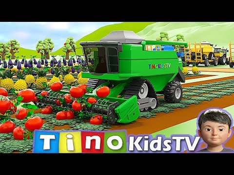Farm Vehicles for Kids Harvesting and Washing Crops | Harvester Tractor Uses for Children