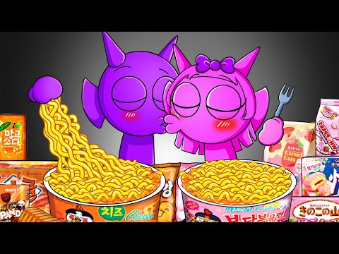 INCREDIBOX SPRUNKI - Durple Family Horror Versions Convenience Store Food Mukbang | Animation