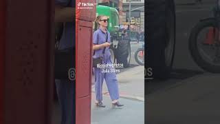 Julia Stiles walks by fanelli cafe in soho new york