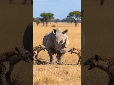 코뿔소를 건드린 하이에나의 최후 #fight #elephant #animation #animals #wildlife #rhinocero#lions #leopard#hyena