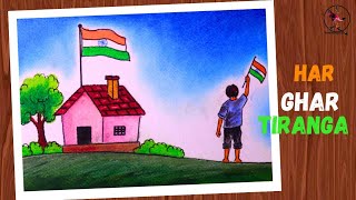 HAR GHAR TIRANGA drawing / INDEPENDENCE day drawing / 15 August drawing with oil pastels