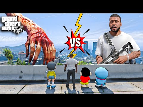 GTA V: SERBIAN DANCING LADY Vs Shinchan Fight! Franklin Helping in Gta 5 in Telugu