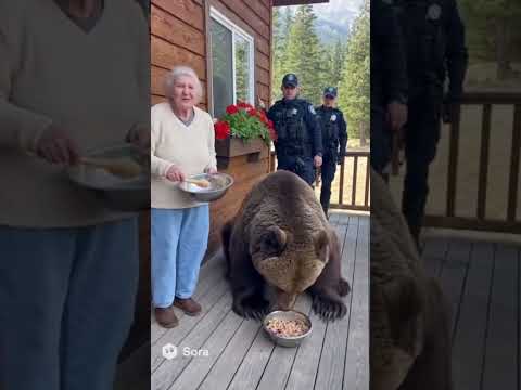 Grandma's bear benny just came for breakfast #grandma #bear #viralshorts