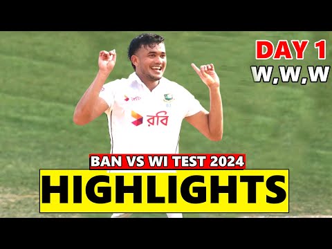 BANGLADESH VS WEST INDIES 1ST TEST DAY 1 HIGHLIGHTS 2024 | WI VS BAN