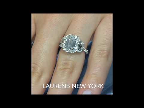 2 ct equivalent Emerald Moissanite 3-Stone Engagement Ring