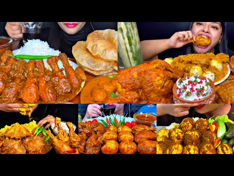 ASMR EATING SPICY CHICKEN CURRY, EGG CURRY, CHICKEN BIRYANI | INDIAN FOOD MUKBANG |Foodie India|