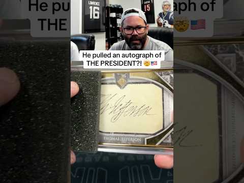 An autograph card of THE PRESIDENT?!? ๐บ๐ธ๐คฏ He pulled a 1/1 cut signature of Thomas Jefferson! ๐