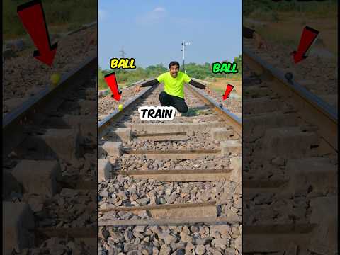 Which Ball will Survive Under the  Real Train ?.! Normal Ball Vs Cricket Ball , #shorts #short