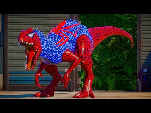 ALL BIG RED SPIDERMAN DINOSAUR COMPILATION 🕷️ T-Rex, Spinosaurus, Indominus Rex & More!