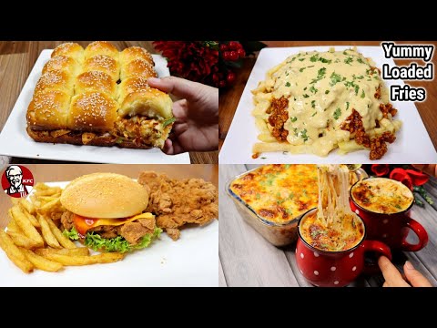 4 Mouth Watering Recipes By Tasty Food With Maria | Beef Slider | Loaded Fries |Zinger |Baked Pasta
