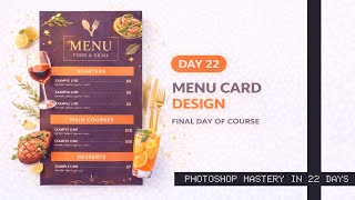 Photoshop Mastery in 22 Days – Day 22: Menu Card Design (Final Class) | Chandresh Sagar