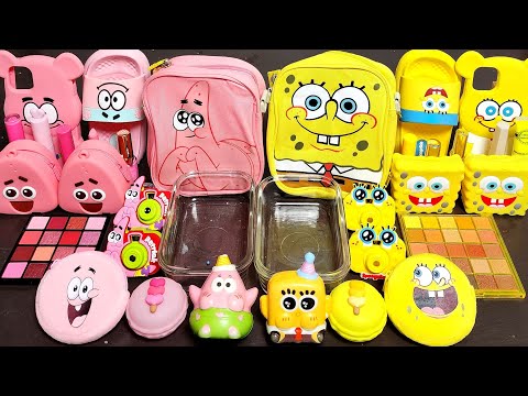 ASMR Spongebob vs Patrick Star Slime Mixing Makeup,Parts,Glitter Into Slime!#satisfying#slime#슬라임