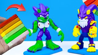 DIY Sonic in Hulk and Thanos Superhero Style with Clay | Polymer Clay Tutorial | Sky Clay
