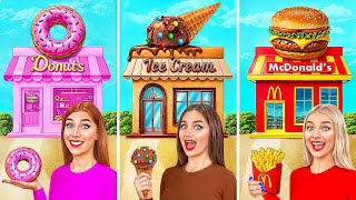 One Colored House Challenge McDonald’s vs Ice Cream vs Donuts | Funny Situations TeenDO Challenge