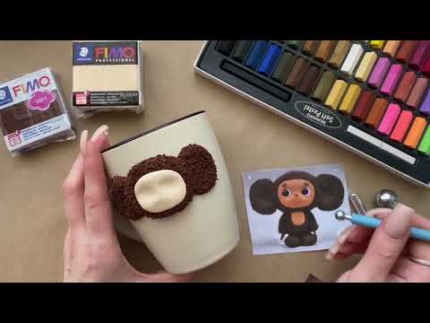 Мастер-класс: Чебурашка на кружке: Декор из полимерной глины FIMO/polymer clay tutorial