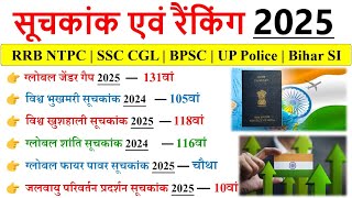 महत्वपूर्ण सूचकांक 2025 | सूचकांक एवं रैंकिंग 2025 | Index & Ranking 2025 | Suchkank 2025 Current