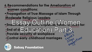 Essay Outline (Women Education) Part 3