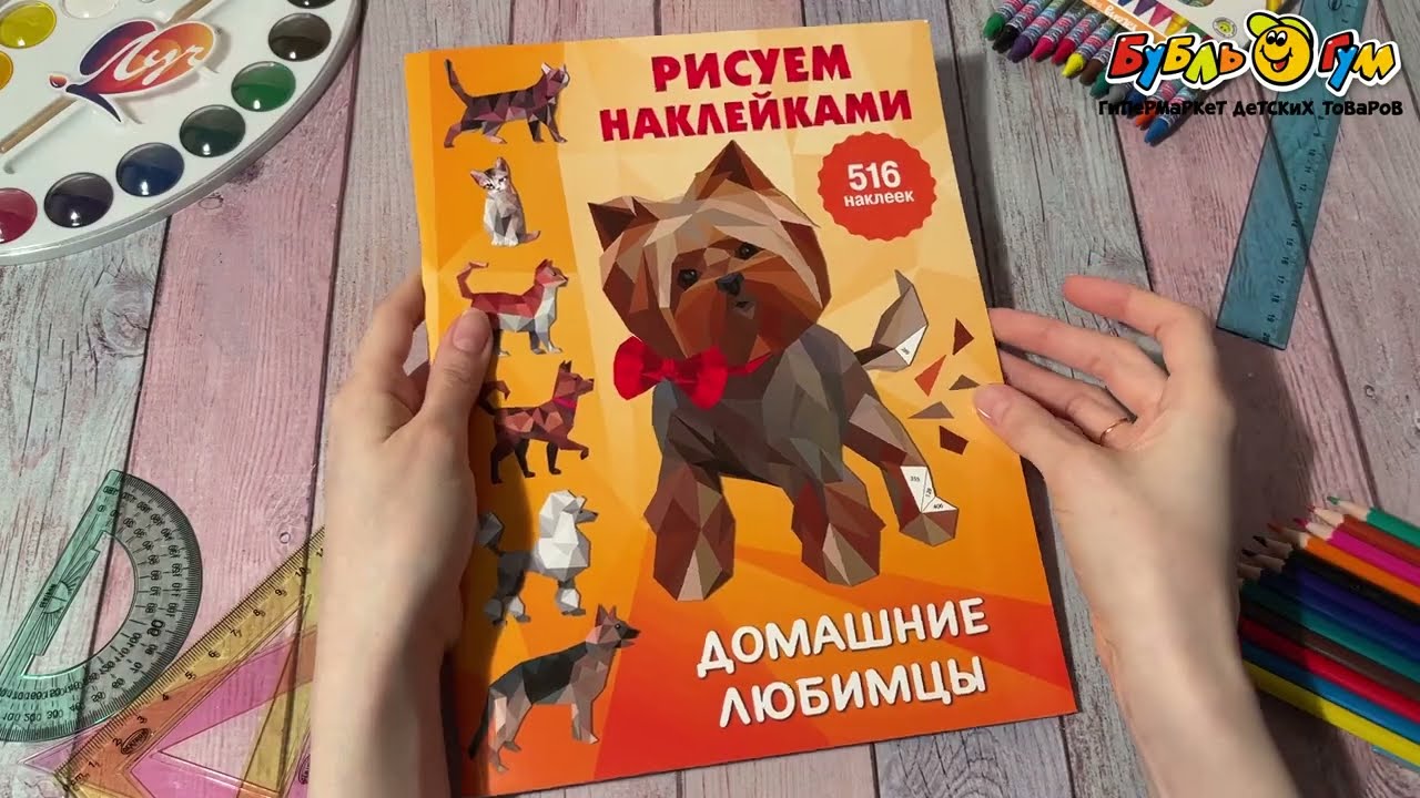 Раскраска Рисуем наклейками Домашние любимцы - видео