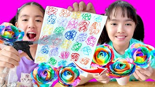หนูยิ้มหนูแย้ม ทำกุหลาบกระดาษพ่นน้ำ! ดอกไม้ DIY สวยไม่ซ้ำใคร 🌹✨