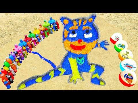 How to make Pj Masks Catboy with Orbeez, Big Balloons of Fanta, Coca-Cola vs Mentos & Popular Sodas