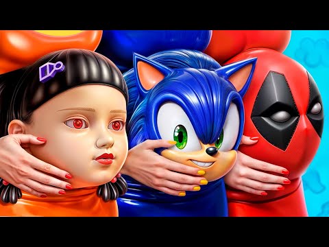 DEV Squid Game Bebeği vs Sonic vs Süper Kahramanlar! Gerçek Hayatta Makyaj Yarışması!