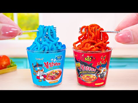 How To Cook Miniature Spicy Buldak Noodles🍗🍟Yummy Tiny Fast Food Ideas🍴✨Tiny Cakes