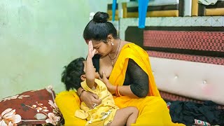 दांत हैं या छुरी दूध काट काट के पीती है | Mom And Baby Breastfeeding Vlog Masti | #Desibhabhi #vlog