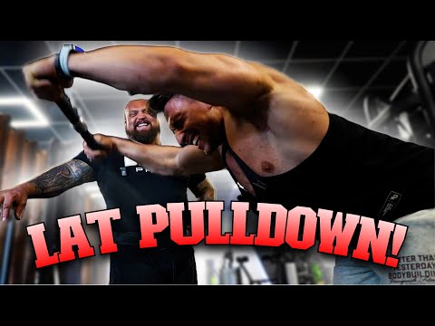 Eddie Hall Johny Münster LAT Pull Down Gym Session