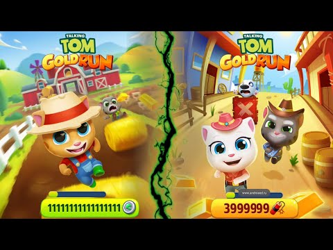 Talking Tom Gold Run Updates Cowboy vs Ginger Farm - Neon Angela vs Fireman Tom Gameplay