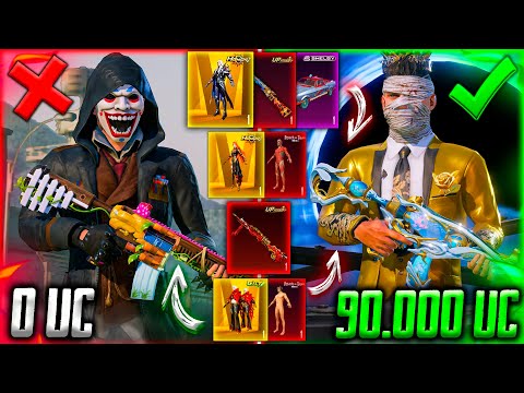 😢 90 000 UC - ЭТО ПРОСТО ШОК... ПРОКАЧКА АККАУНТА В PUBG MOBILE! ВЫБИЛ ЗОЛОТО, ПРОКАЧАЛ СКИНЫ, МИФИК