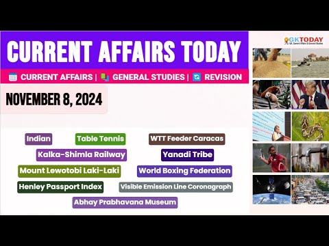 8 November, 2024 |Current Affairs Today |Top MCQs with Static GK & Detailed Revision by GKTODAY 🎯