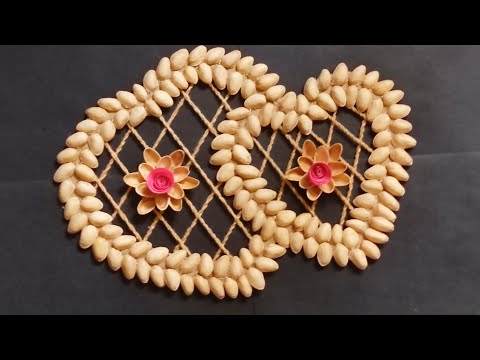 How to make wall hanging out of pista shell and cardboard / Home decor idea / pista shell craf