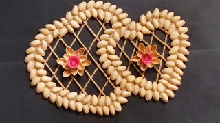 How to make wall hanging out of pista shell and cardboard / Home decor idea / pista shell craf