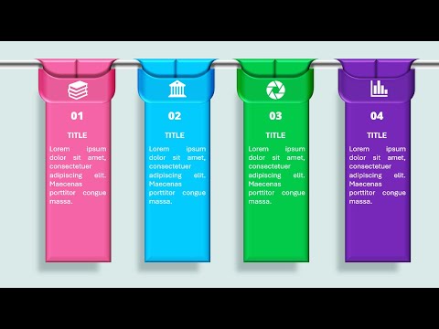 Create 4 Hanging Ribbons Slide in PowerPoint