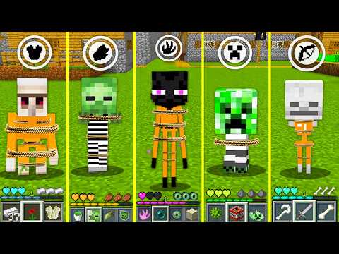 LITTLE MOBS BECAME PRISONER in MINECRAFT SKELETON ZOMBIE ENDERMAN WARDEN GOLEM WITHER Battle