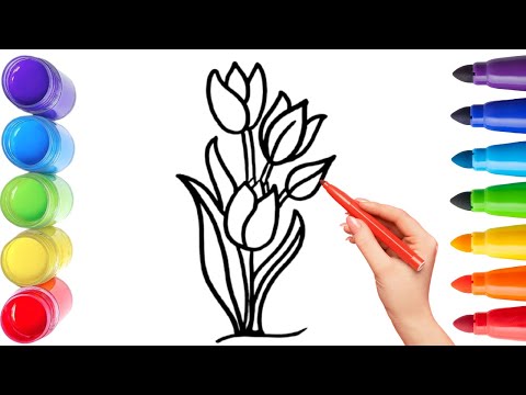 How To Draw cute plant Drawing, Painting & Coloring For Kids and Toddlers_ Child Art 🐋🌈🎨