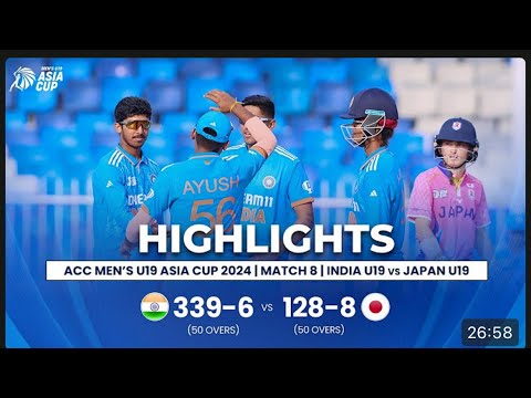 India U19 vs Japan U19 | ACC Men's U19Asia Cup | Match 8