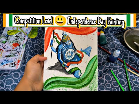 Independence Day Drawing Watercolors | Independence Day Drawing For Competition | 15 August Drawing