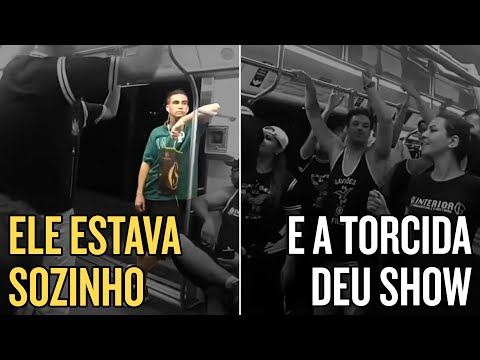 TORCEDOR DO PALMEIRAS ENTRA EM VAGÃO LOTADO DE CORINTHIANOS E TORCIDA ALVINEGRA DÁ UM SHOW