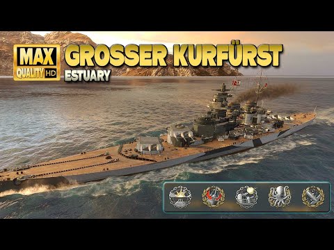 Battleship Grosser Kurf  rst on map Estuary   World of Warships