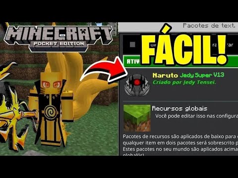 COMO INSTALAR O ADDON/MOD DO NARUTO JEDY SUPER V13 NO MINECRAFT PE 1.21!!