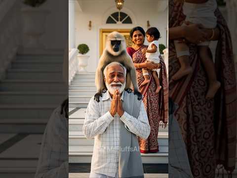 Monkey saved his family #ai #monkey #india #rain #foryou #viral #follow #shorts #animals.