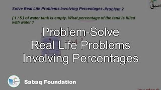Problem-Solve Real Life Problems Involving Percentages
