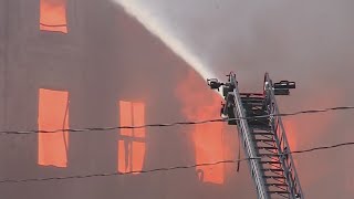 YouTube video thumbnail: Abandoned Warehouse Fire Causes 'Collapse Concern' in Downtown Portland